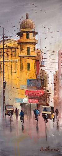 Abdul Hameed, 12 x 30 inch, Acrylic on Canvas, Cityscape Painting, AC-ADHD-173